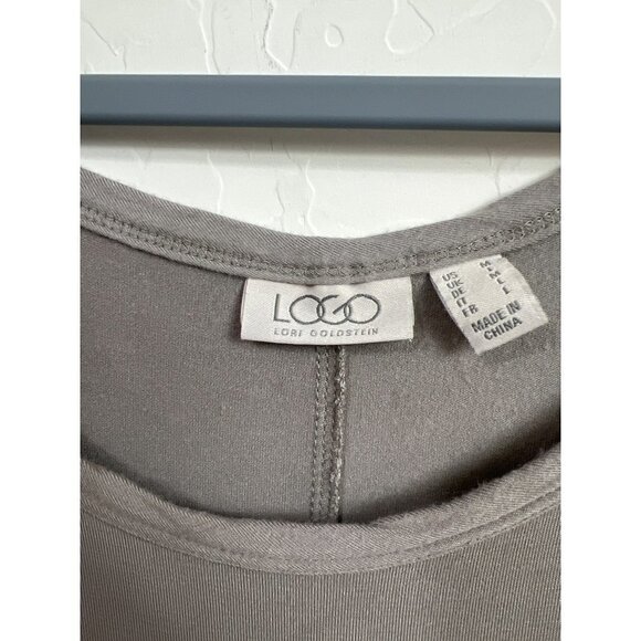 LOGO Sz M Lori Goldstein Modal Tank Dress Taupe Grey Flowy Dress - Picture 3 of 6